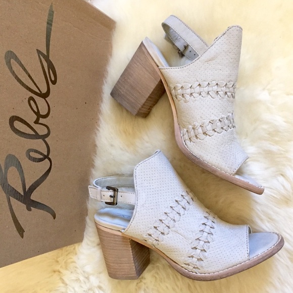 rebels Shoes - Rebels Ramon Ice Leather Sling Back Peep Toe Mules